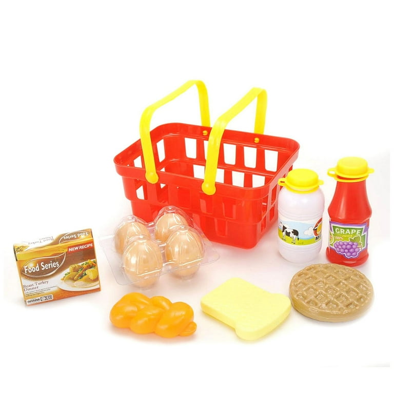 Play Breakfast Lunch Pretend Play Food Set with Shopping Basket