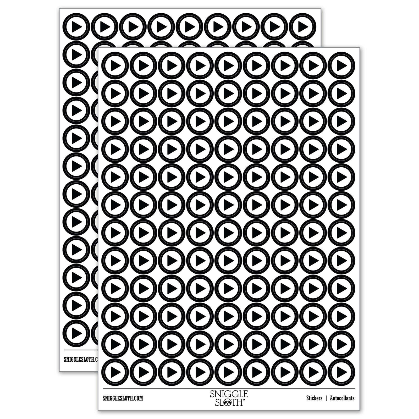 Play Button Icon 200+ Round Stickers - Black - Gloss Finish - 0.50 ...