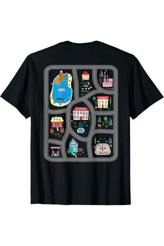 Play Cars On Dad's Back Mat Road Car Race Track Gift T-Shirt