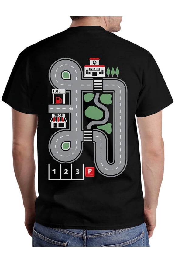 Play Cars on Daddy's Back Shirt Gift for Dad Shirt Funny Car Play Mat T-Shirt Large Black