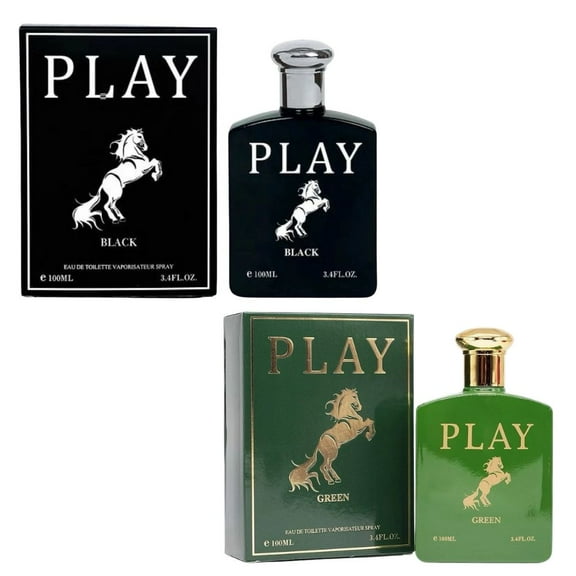 Play Collection for Men  Set of 2 Eau de Toilette Sprays (Dark Black & Fresh Green)  3.4 FL Oz | 100 ml Each  Long-Lasting, Bold & Energetic Fragrance Set