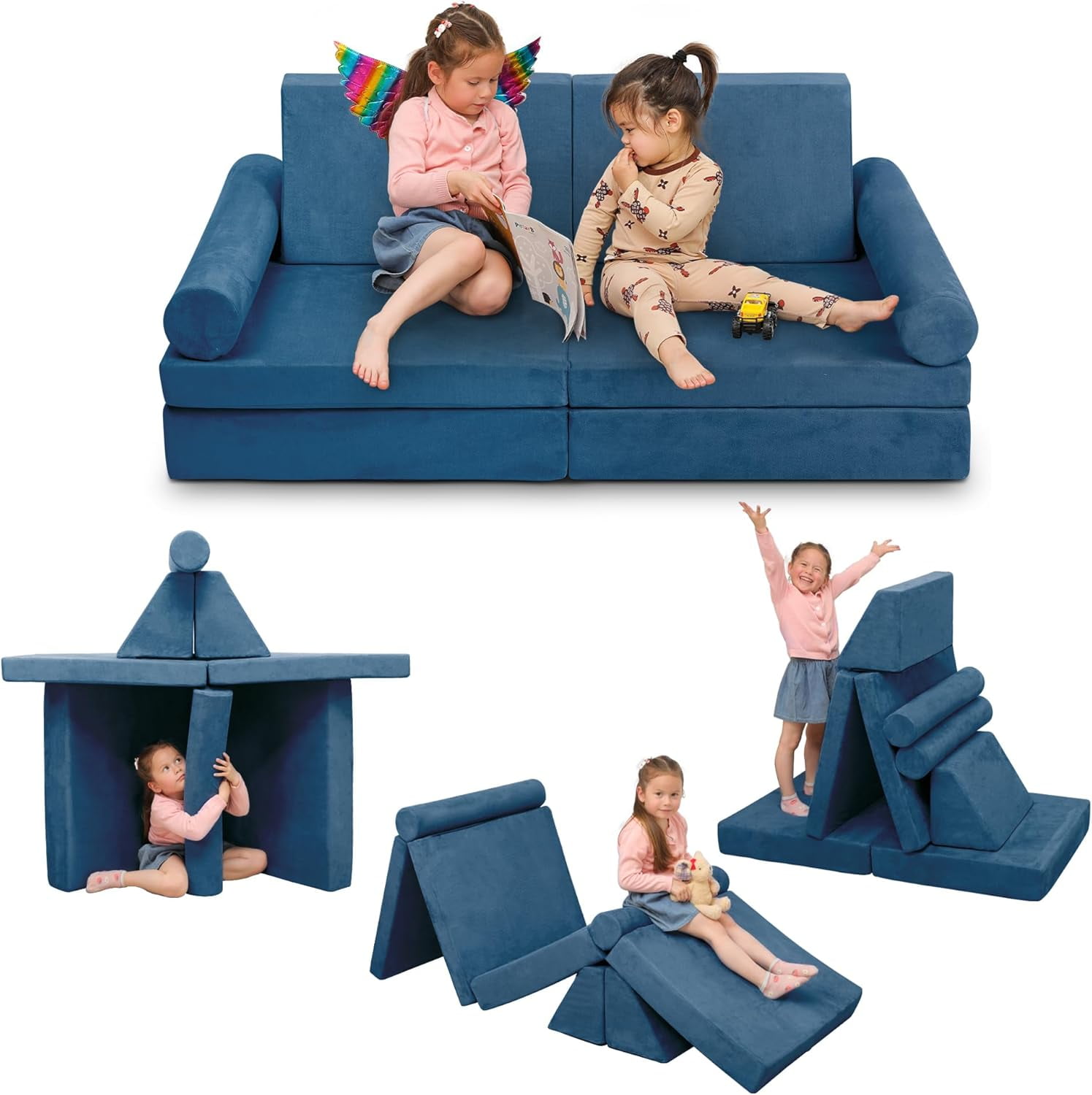 Play Couch Sofa for Kids Medium Size, Modular Kids Play Couch, Kids Couch Building Fort for ...