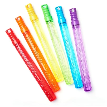 Play Day Bubble Maker Stick Toy with 30 Ounce Bubble Solution, 6 Pack, Multi Color, Child Ages 3+