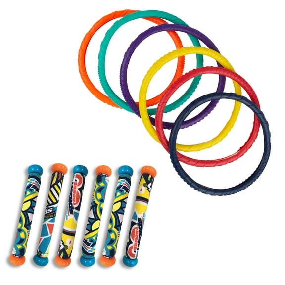 Play Day Dizzy Dive Rings and Dizzy Dive Sticks 12-Pack Value Set