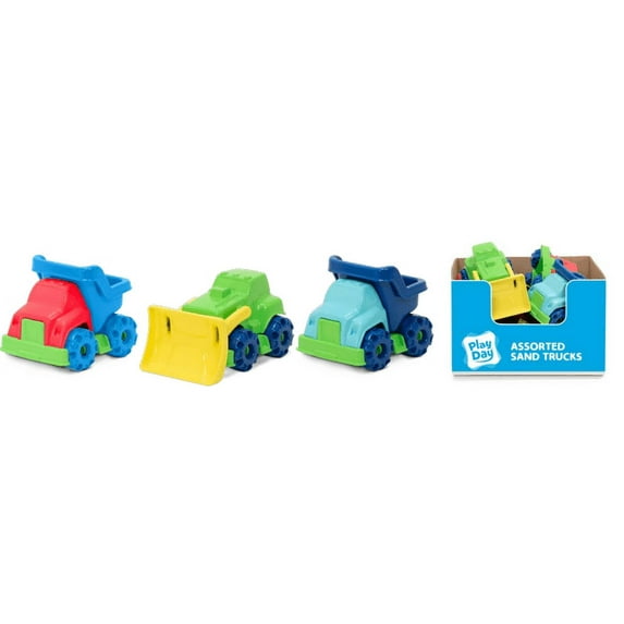 Play Day Durable Kids Assorted Plastic Sand Trucks, Multicolor