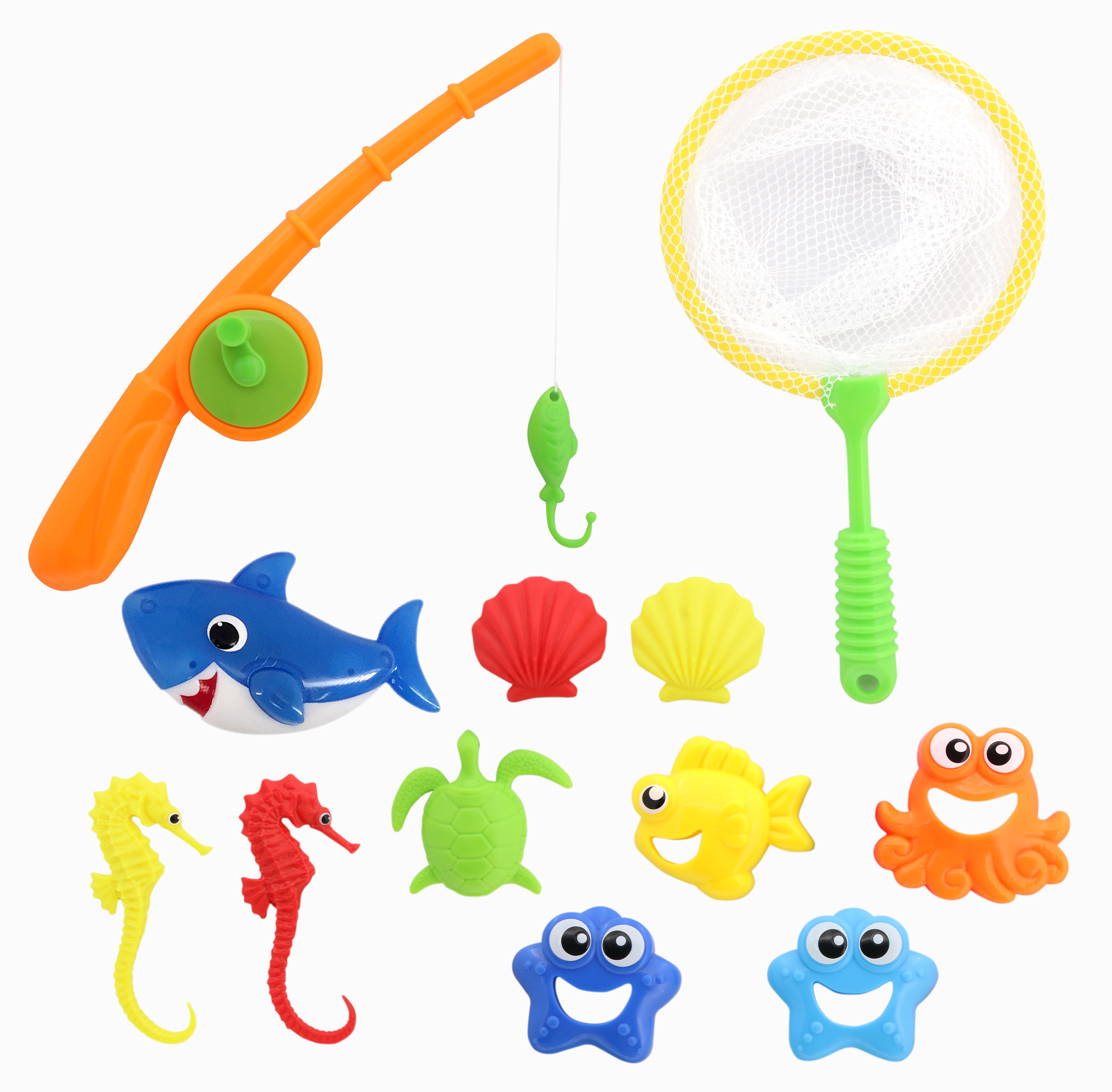 Fishing Toys Marine Organism Bath Toy For Kids Catching Fish Clip Toys With  4 Toy Fishes Swimming Water Bath Toys Baby