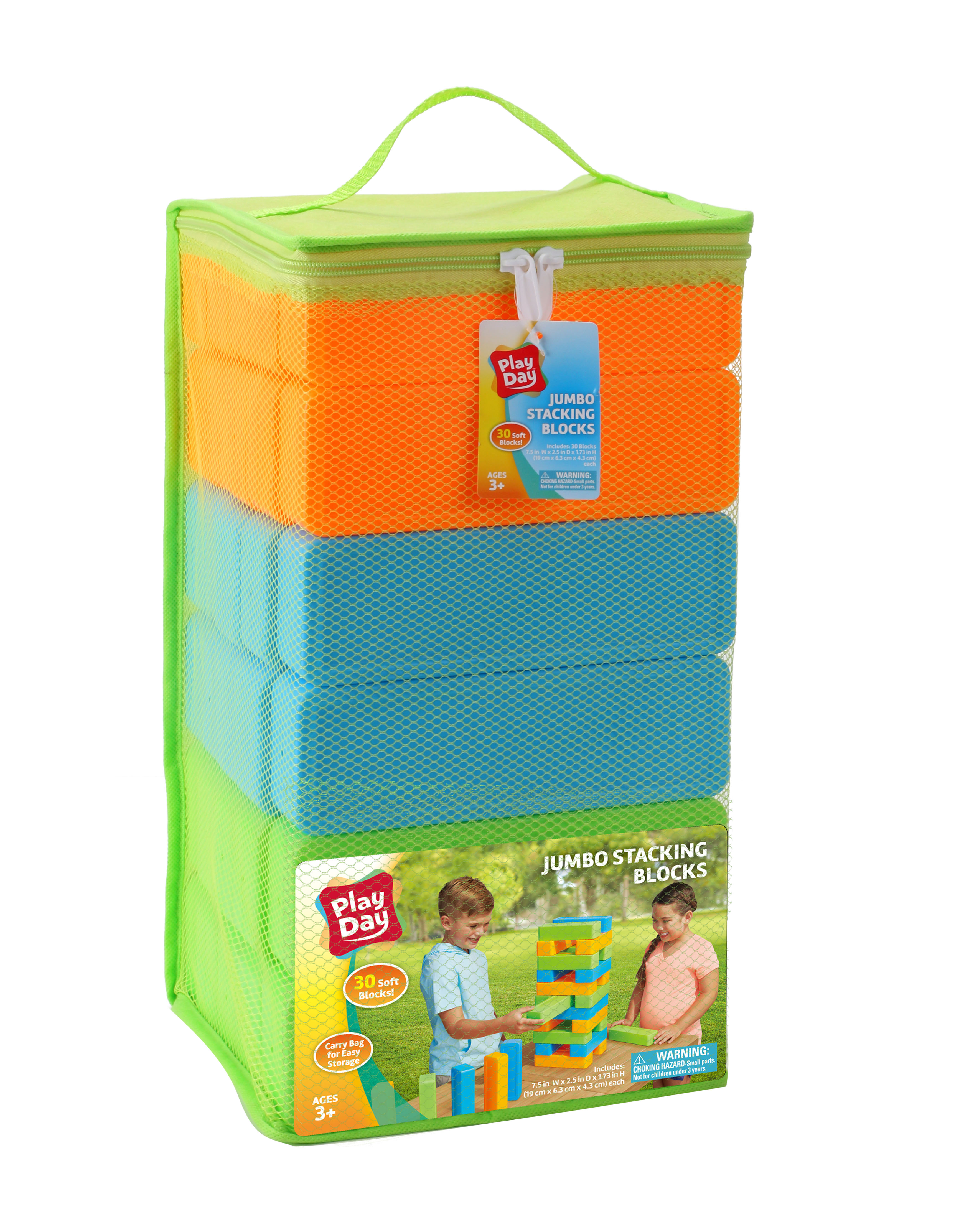 Play Day Jumbo Toy Stacking Block Set, 30 Outdoor Lawn Blocks, Children Ages 3+ - image 1 of 5