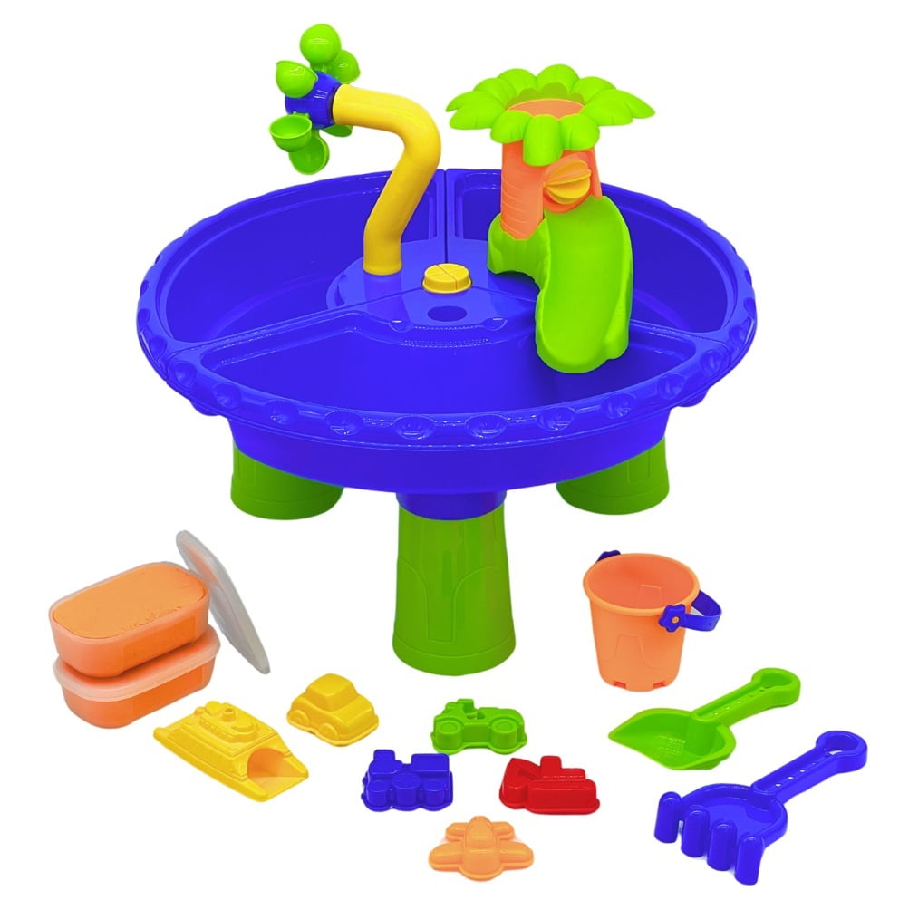 Play Day Kids Building 13-Piece Outdoor Activity Water Table, Multicolor