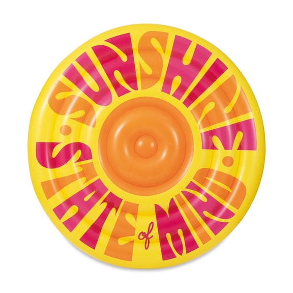 Play Day Sunshine Island Inflatable Pool Float, 68 in x 68 in x 8.5 in