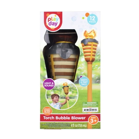 Play Day Torch Bubble Blower with Lights and Music, 4oz Solution, Children Ages 3+