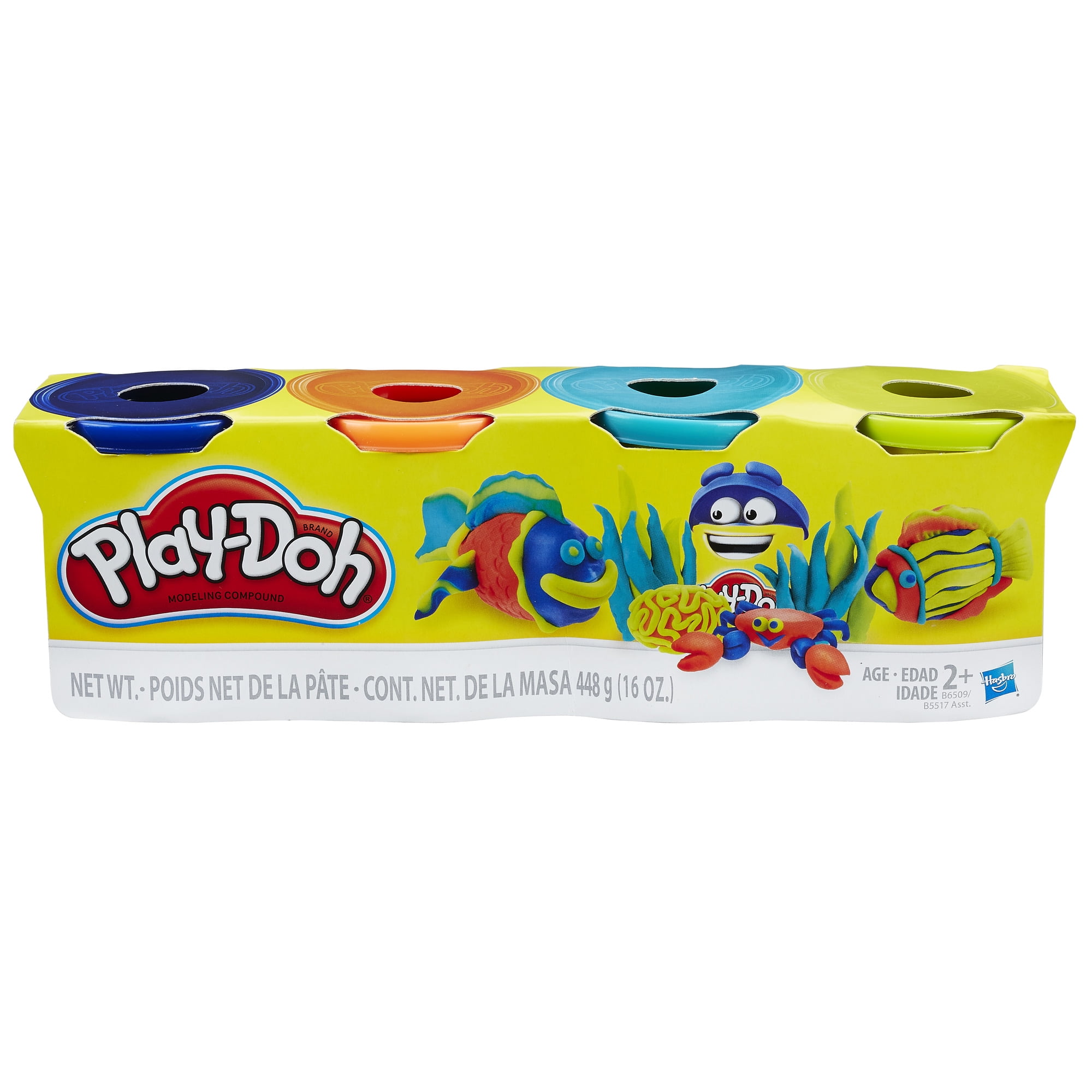 Play-Doh 4 Pack of Bright Colors Blue orange, Teal & Lime, 16 oz 