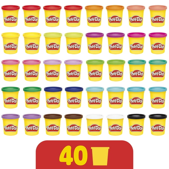 Play-Doh 40-Pack Modeling Compound Set, 40 Assorted Colors, Classroom Arts & Crafts Supplies for Kids 2+