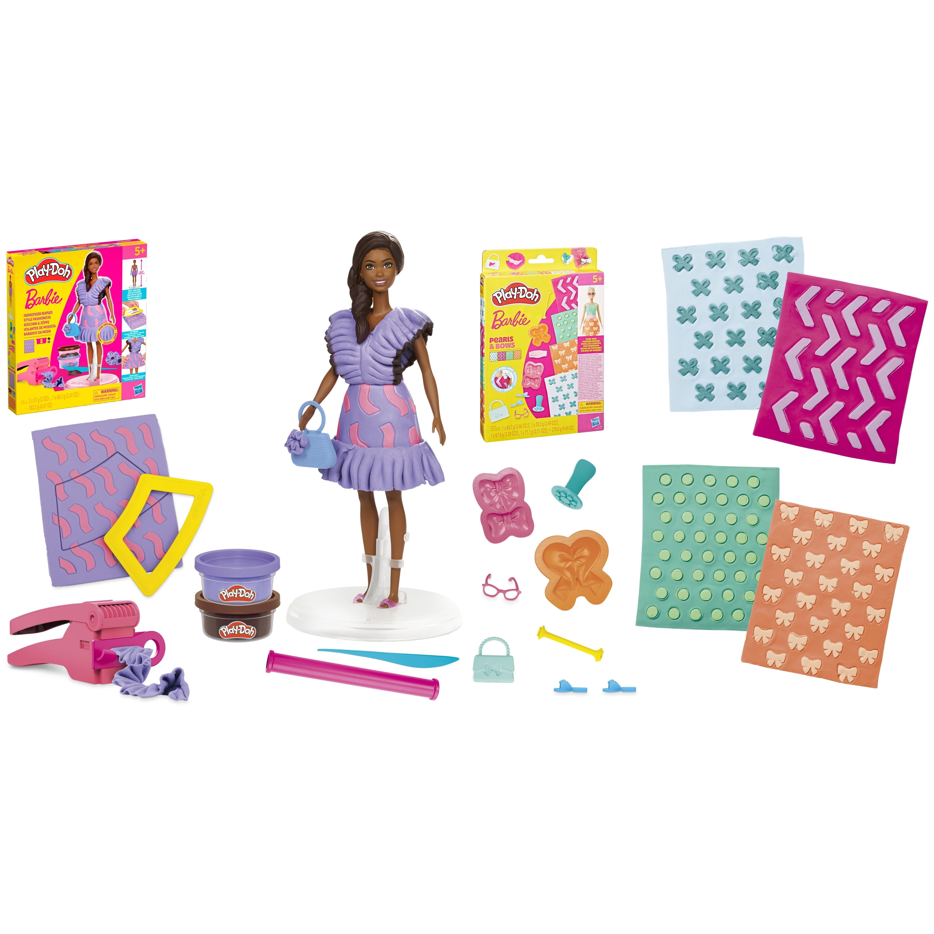 Play-Doh Barbie Fashionista Ruffles Set & Pearls and Bows Patterns Pack, Girls & Boys 5 and up