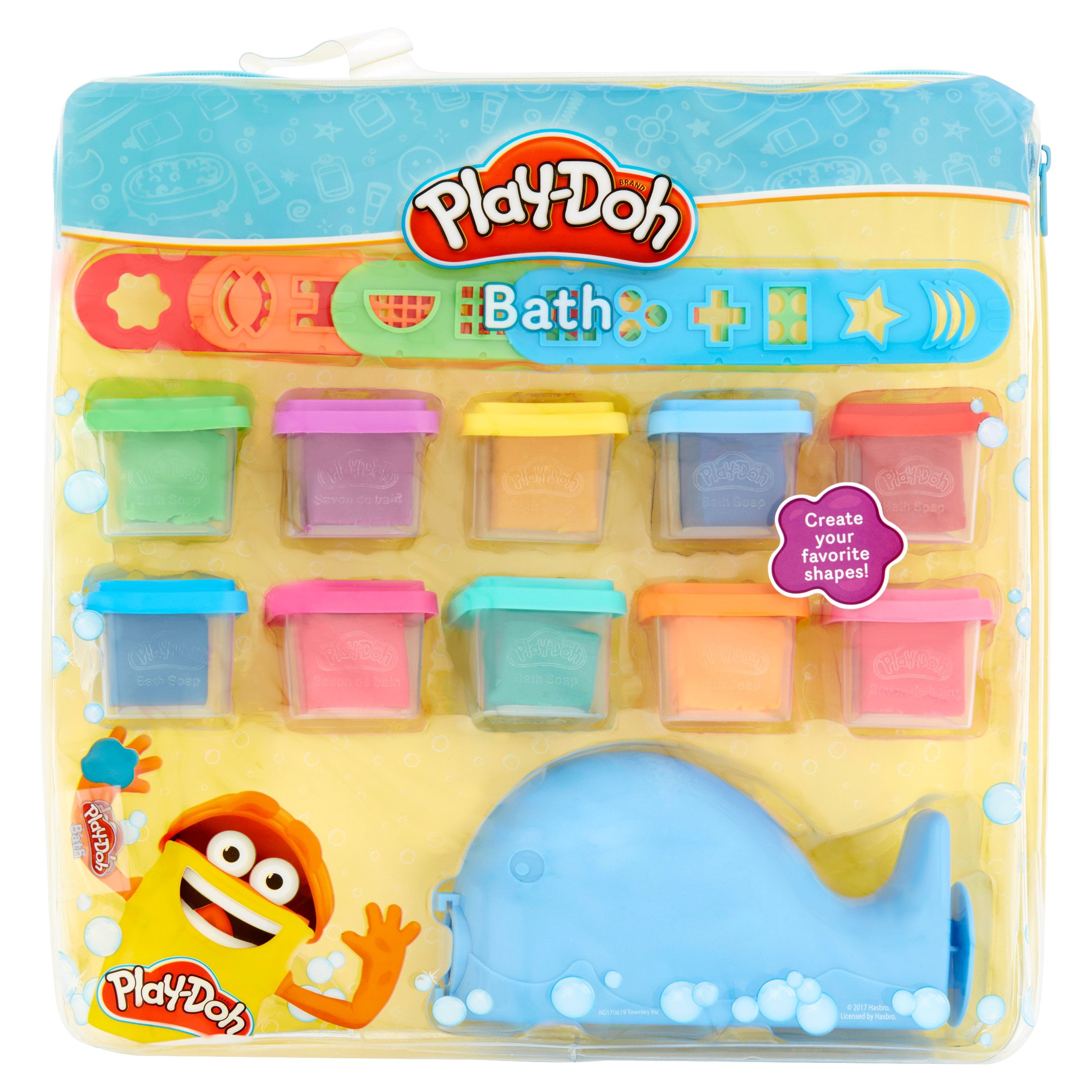 PlayDoh Bath Soap Molder Set with 4 Stencils and 10 different colors
