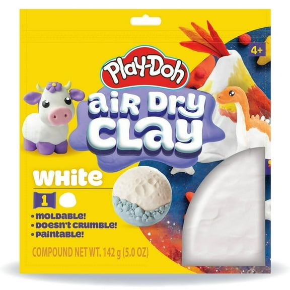 Play-Doh Brand Air-Dry Clay, 5 oz. White Clay Bag (Pack of 4)