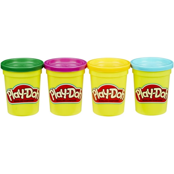 Play-Doh Bright Colors 4 Pack: Purple, Yellow, Green & Blue, 16 oz