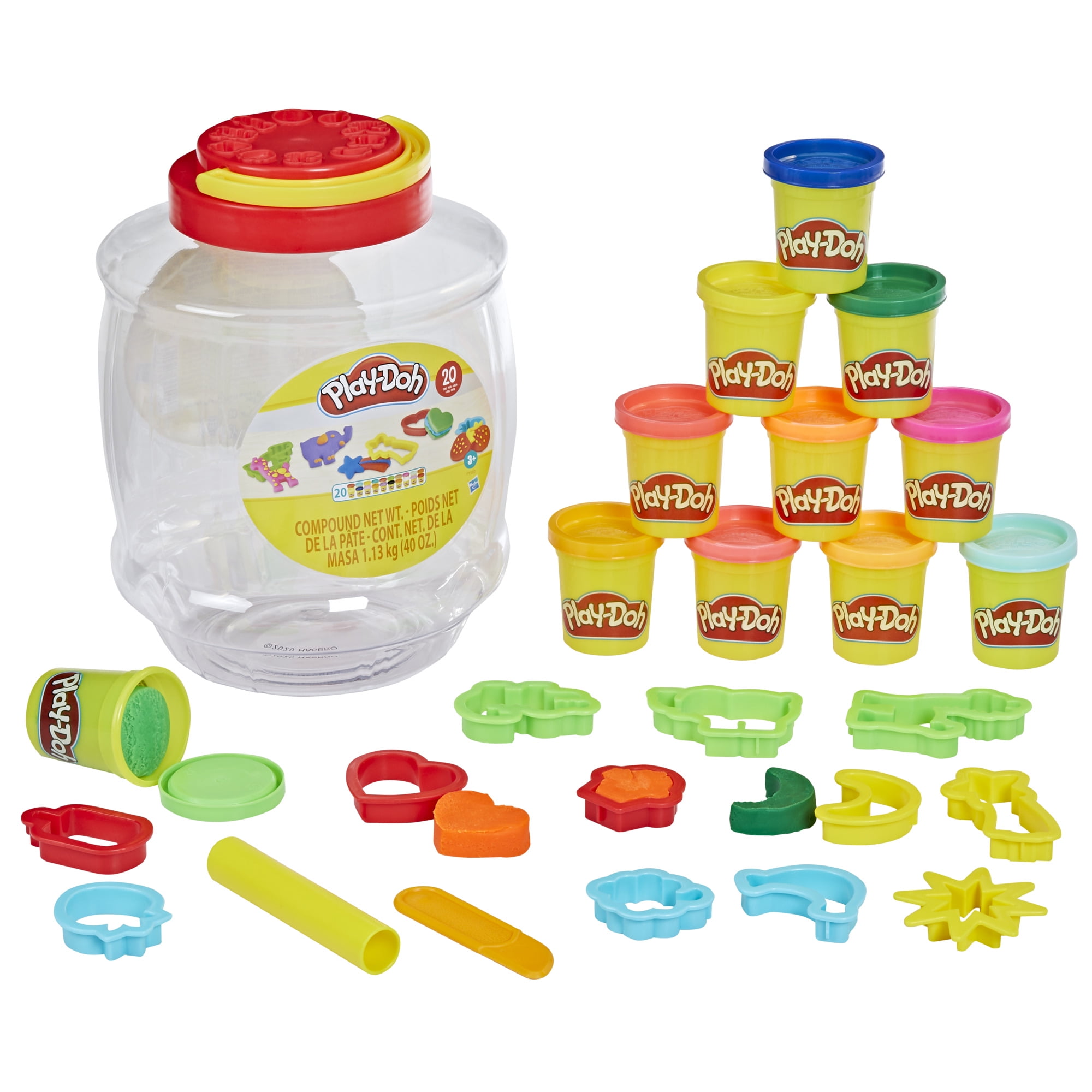 PlayDoh Bucket of Fun, 20 Cans of Dough and 14 Accessories, Back to