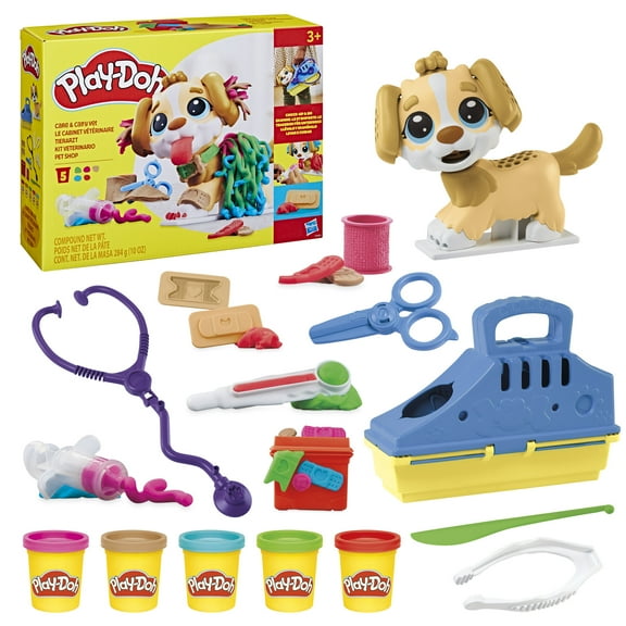 Play-Doh Care 'N Carry Vet Playset with Toy Dog, Storage, 10 Tools, 5 Colors, Valentine's Gifts for Kids, Ages 3+