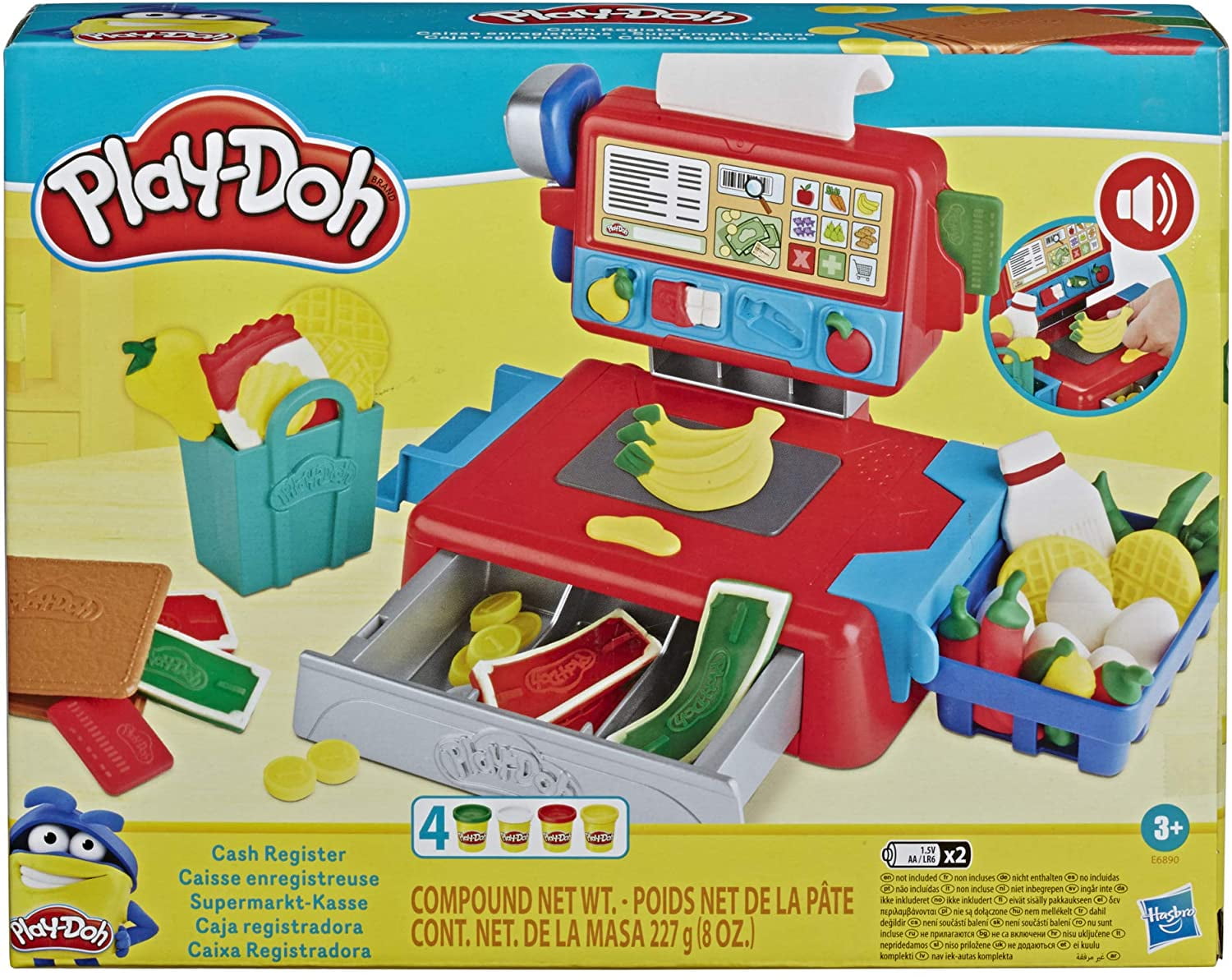 Play-Doh Cash Register Toy for Kids 3 Years and up with Fun Sounds, Play  Food Accessories and 4 Non-Toxic Colors 