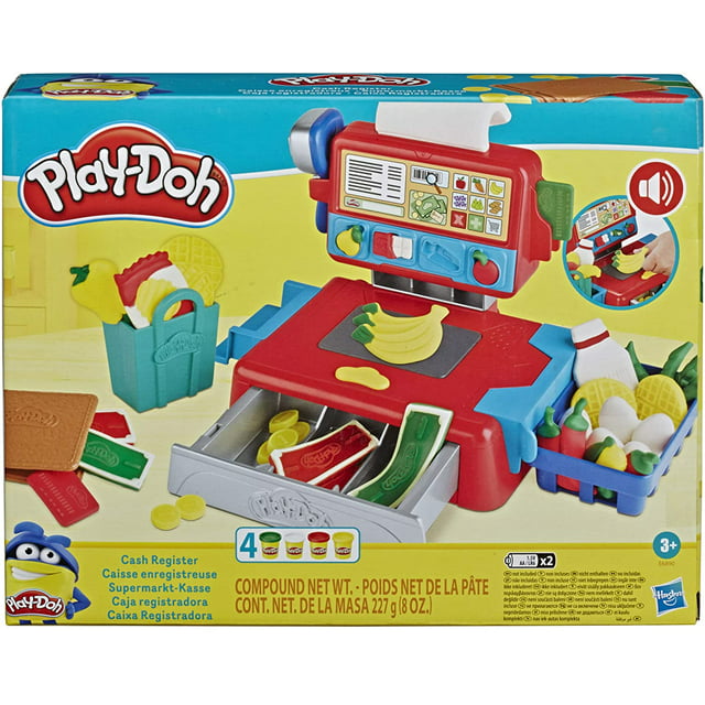 Play-Doh Cash Register Toy for Kids 3 Years and up with Fun Sounds, Play Food Accessories and 4 Non-Toxic Colors