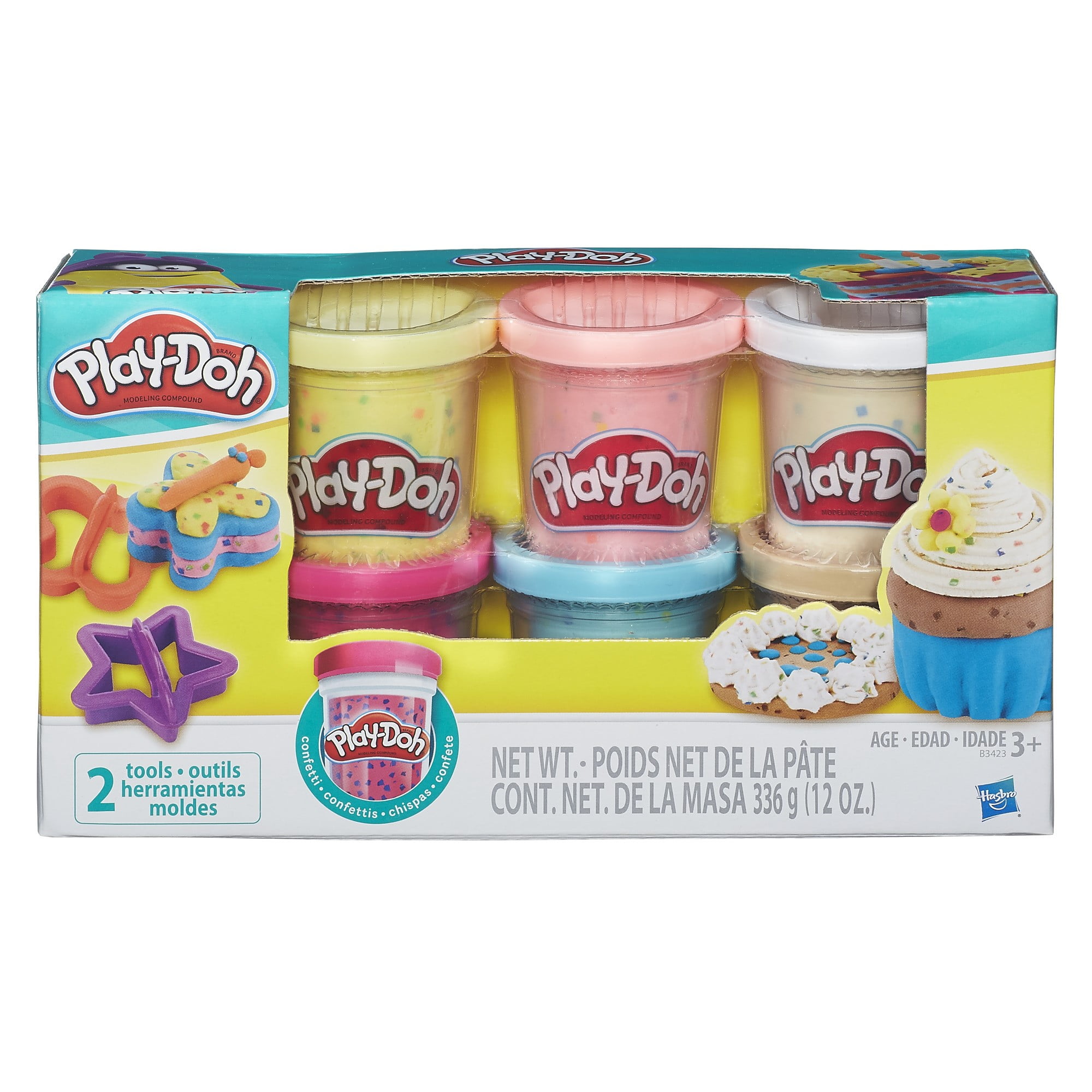 Play-Doh Confetti Compound 6 Pack with 2 Tools, Ages 3 and Up