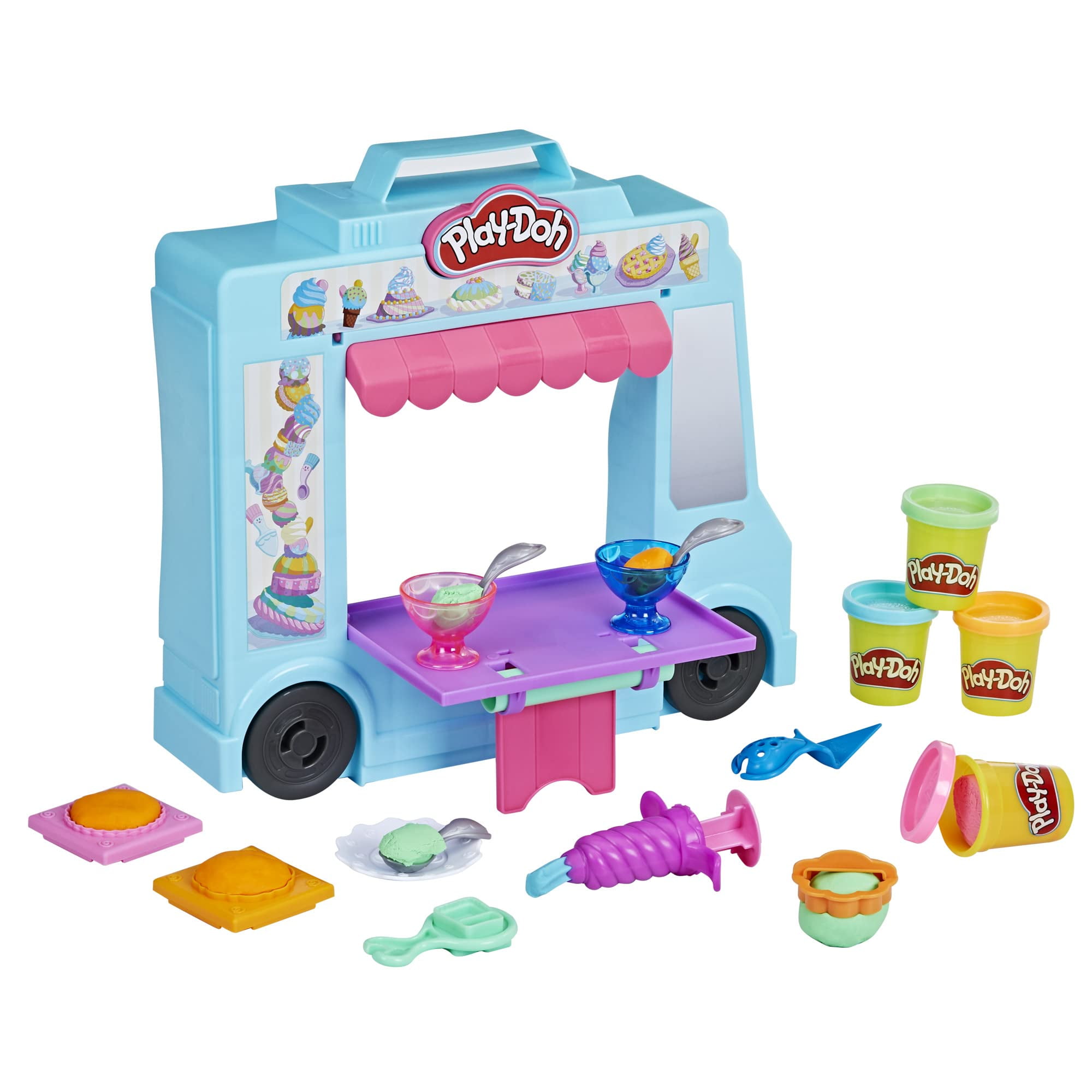 Play-Doh Ice Cream Truck Playset, Pretend Play Toy for Kids 3
