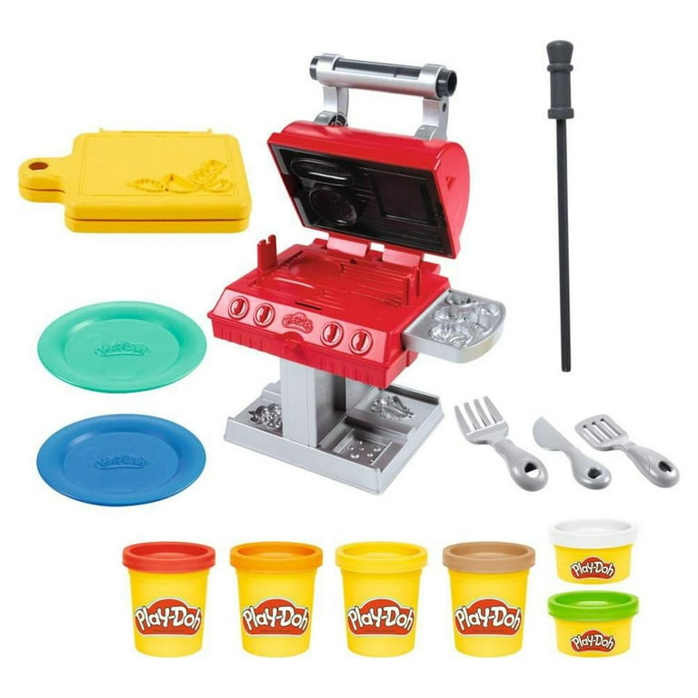 Play Doh Kitchen Creations Grill n Stamp Playset for Kids 3 Years and Up with 6 Non Toxic Colors
