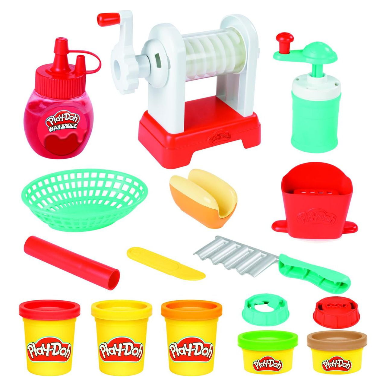 Playdough Kitchen Creations Burger Barbecue Playset with 5 Non-Toxic Compound Multi Colors Dough,Gift for Kids Ages 3+