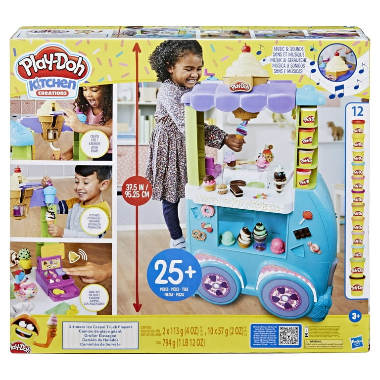 Play-Doh Kitchen Creations Toy Ice Cream Truck, Kids Party Playset