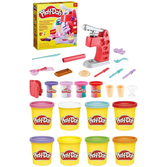 Play-Doh Magical Frozen Treats Ice Cream Unicorn Playset & 8 Pack Rainbow Modeling Compound, Ages 3 and up