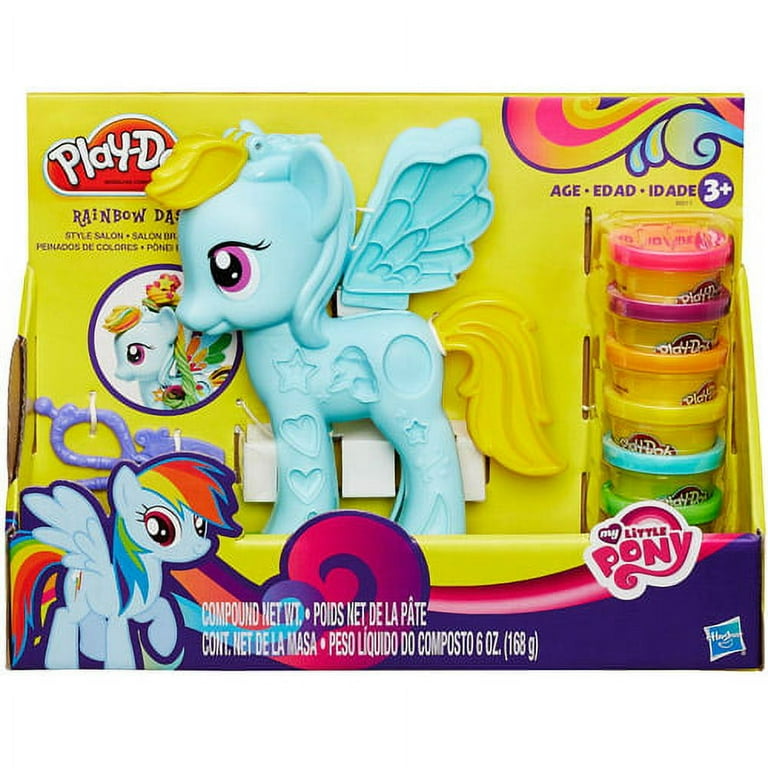 Play-Doh My Little Pony Rainbow Dash Style Salon Set with 6 Cans of Sparkle  Play-Doh 