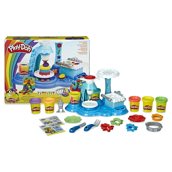 Play-Doh Rainbow Cake Set, 7 Cans of 3-in-1 (14 Ounces Total)