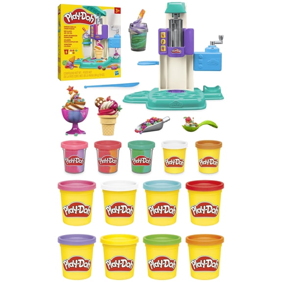Play-Doh Rainbow Swirl Ice Cream Play Doughs Playset & 8 Pack Bright Colors, 3 oz, Kids Arts & Crafts 3+