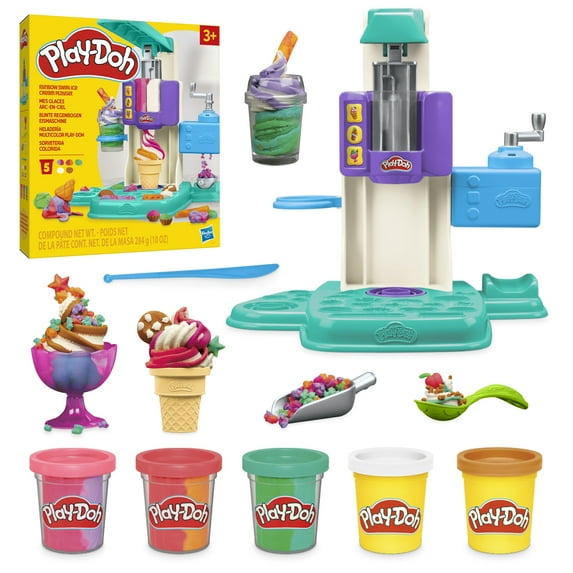 Play-Doh Rainbow Swirl Ice Cream Playset, 7 Play Kitchen Accessories