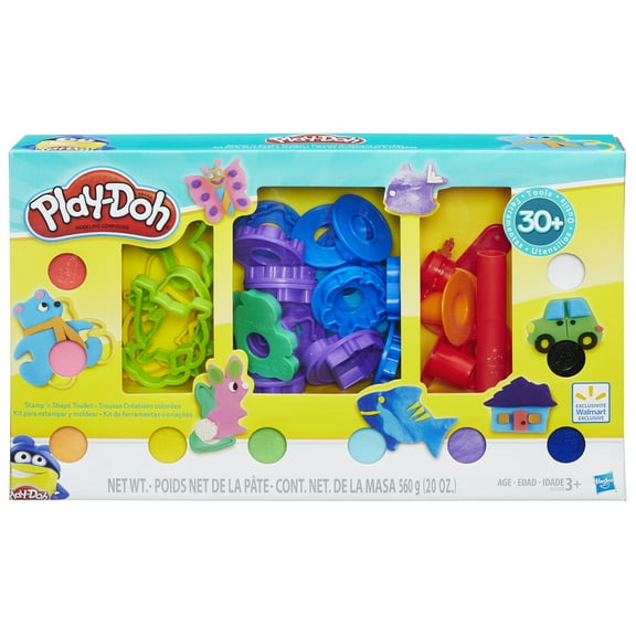 Play-Doh Stamp 'N Shape Tool Kit Set with 10 Cans of Dough & 30+ Tools