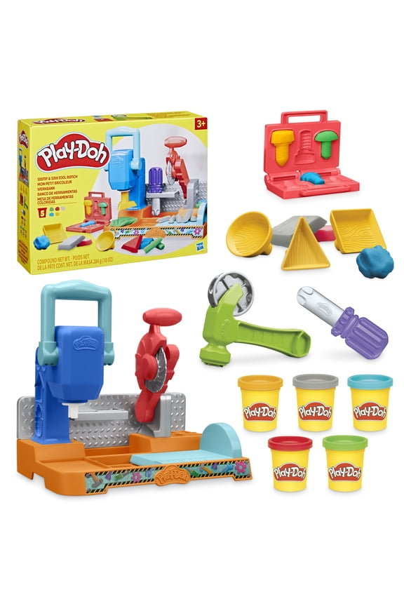 Stamp & Saw Tool Bench Playset, Construction Toys for Ages 3+, Kids Arts & Crafts