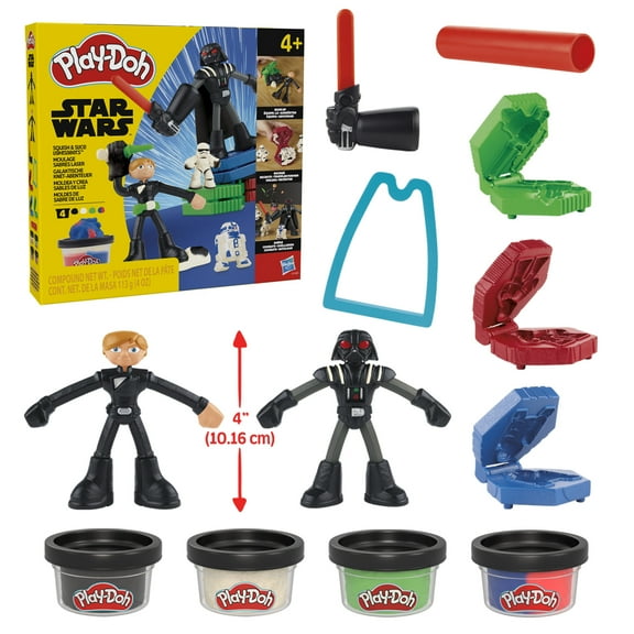 Play-Doh Star Wars Squish & Slice Lightsabers 4" Action Figure 2 Pack, Arts & Crafts Toys, 4+