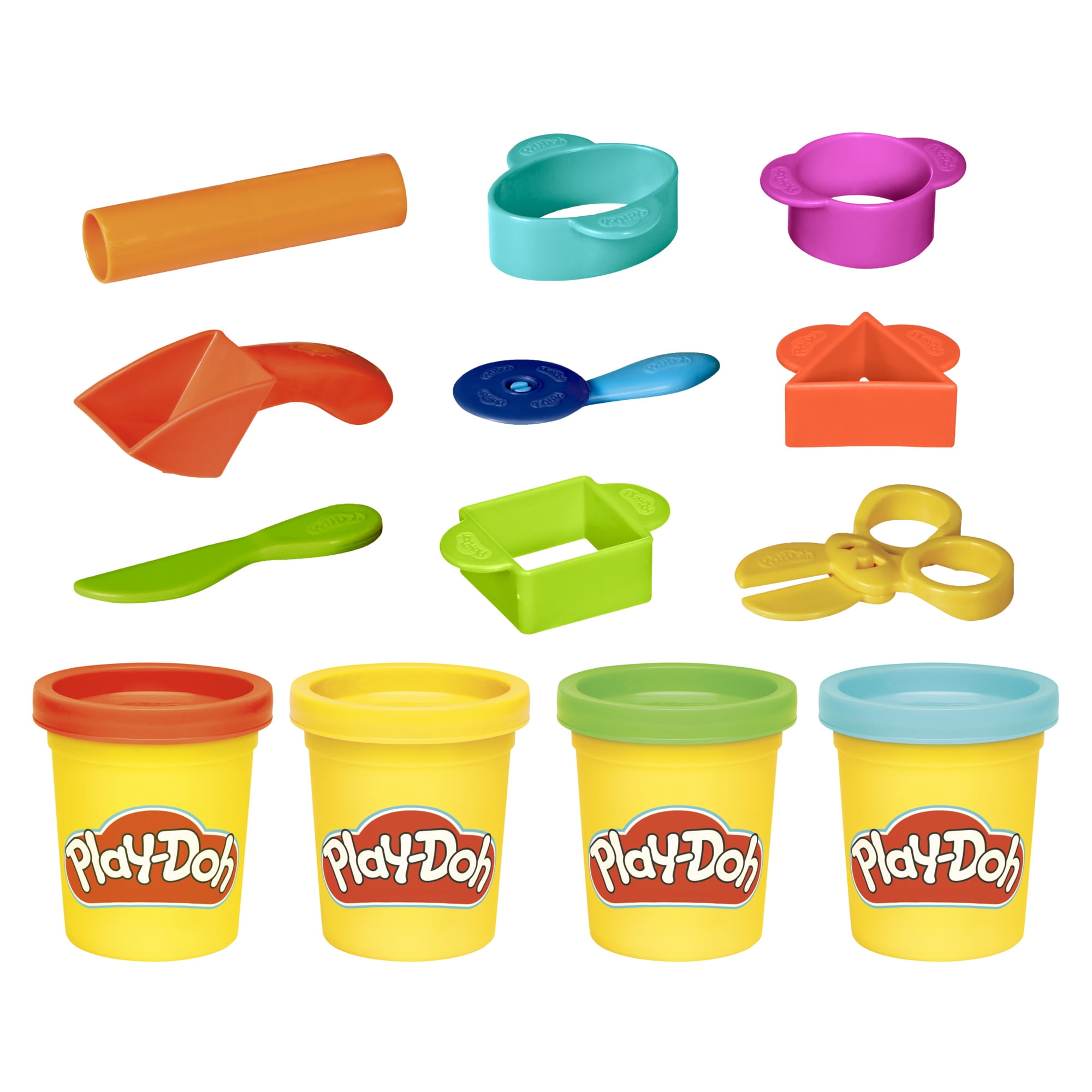 Play-Doh Starter Playset with 4 Modeling Compound Colors \u0026 9 Accessories, Preschool Toys, Ages 3+