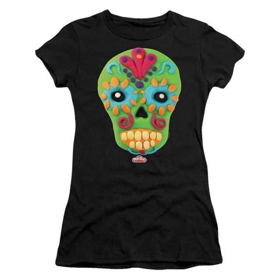 Play Doh Sugar Skull S/S Junior Women's T-Shirt Sheer Black