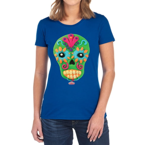 Play Doh Sugar Skull Women's T Shirt, Royal, 2X-Large