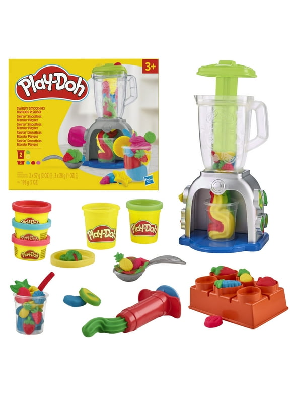 Play-Doh Swirlin' Smoothies Toy Blender Playset, Play Kitchen, Kids Toddler Toy for Boys and Girls, Age 3 4 5 6 7 and Up