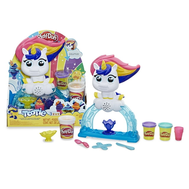 Play-Doh Tootie the Unicorn Ice Cream Set, 3 Cans of Color Swirl (8 oz)
