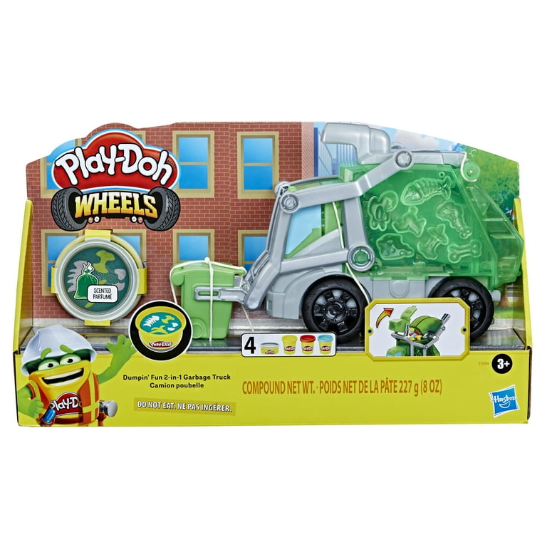 Play-Doh Wheels 2-in-1 Garbage Truck Toy with Dumping Fun, Trash