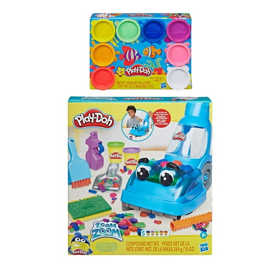 Play Doh Zoom Zoom Vacuum & Cleanup Set + Play Doh 8 Pack of Rainbow Compound