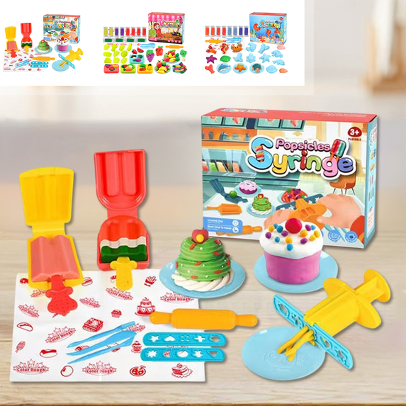 Play Dough Kit, DIY Pizza Burger Ice Cream & Fruit Vegetable Molds ...
