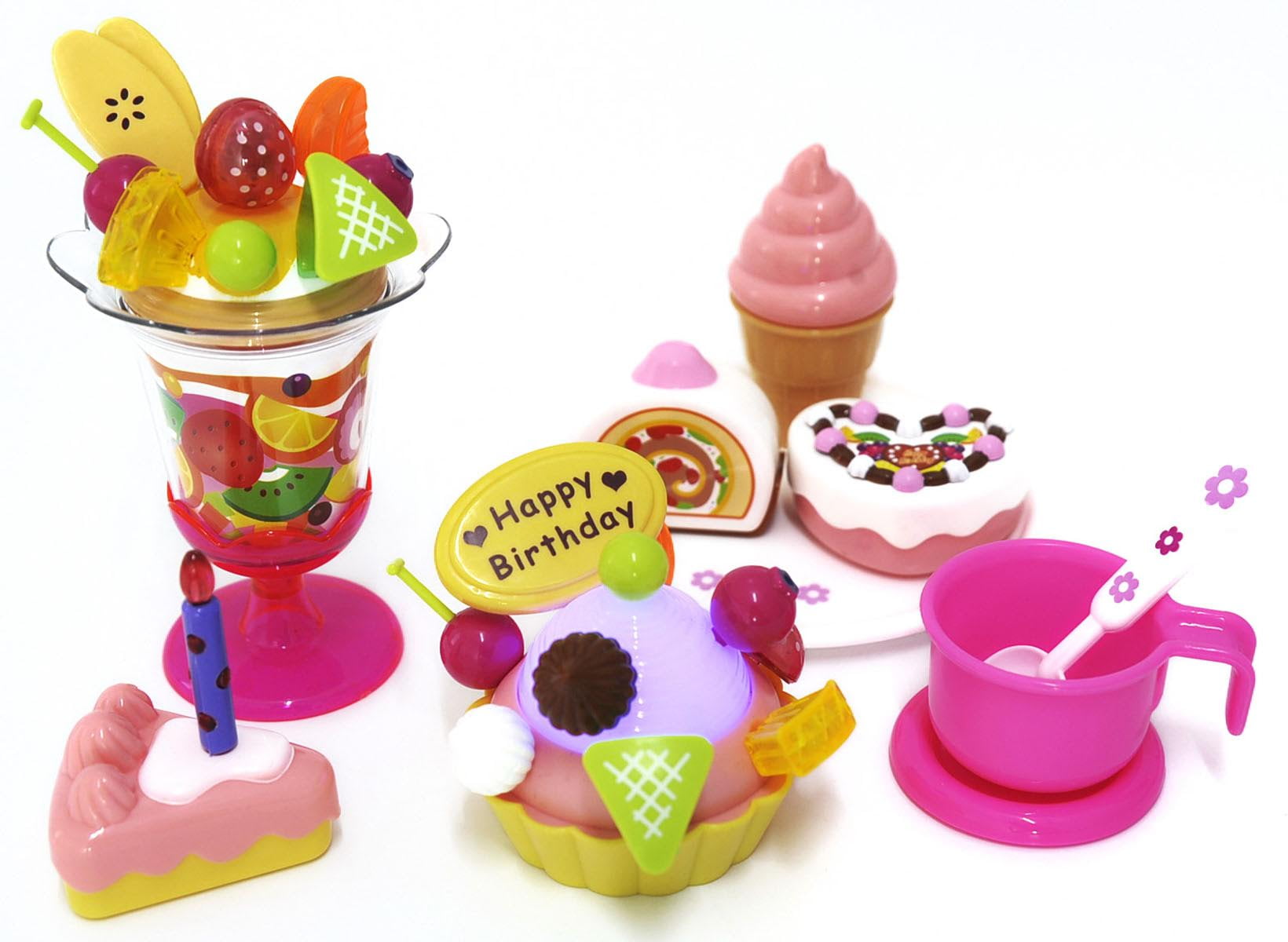 Play Food Set With Cupcake, Cakes, Ice Cream & Sundae Cake Baking Pastry Supply