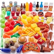 Play Food Sets,143Pcs Play Kitchen Accessories,Toy Food for Toddler, Fake Food Toys with Storage Bag, Pretend Food for Kids , Toy Kitchen Accessories for Boys Girls