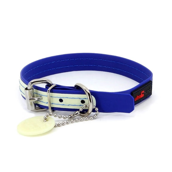 Ultrahund "Play" Glow Buckle Collar - 10" to Center Hole - Blue