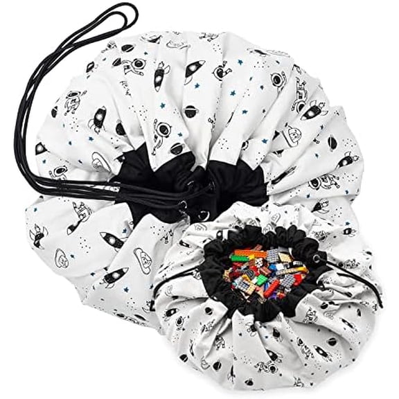 Play & Go Drawstring Play Mat Storage Bag for Children - Kids Toy Storage Organizer - Drawstring Toy Bag - Large 55" Play Mat for Toddlers Toys and Bag for Storage - Fluorescent