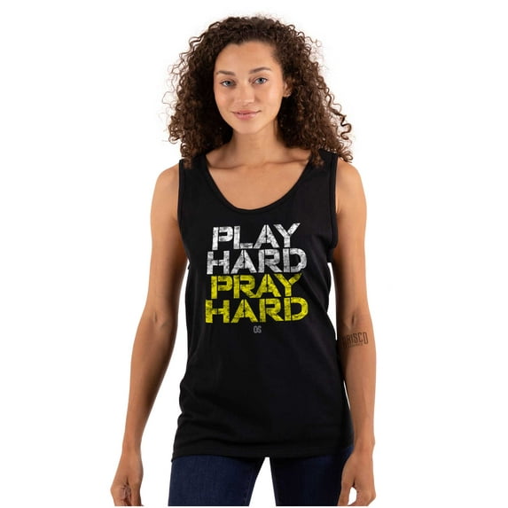 Play Hard Pray Hard Christian Faith Tank Top T Shirts Men Women Brisco Brands S